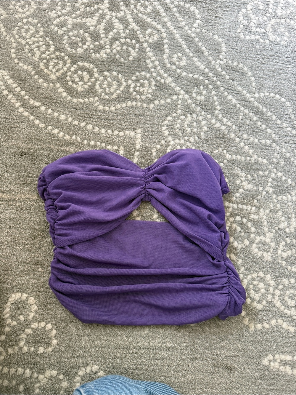 Adika Purple Ruched Strapless Cutout Tube Top